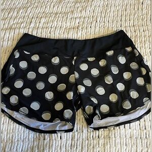 Oiselle Black and White Polka dot Athletic Shorts